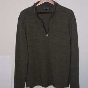 Michael Kors Ribbed Quarter-Zip Sweater Olive - XL